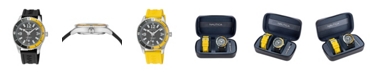 Nautica Men's Analog Black and Yellow Silicone Strap Watch 44 mm